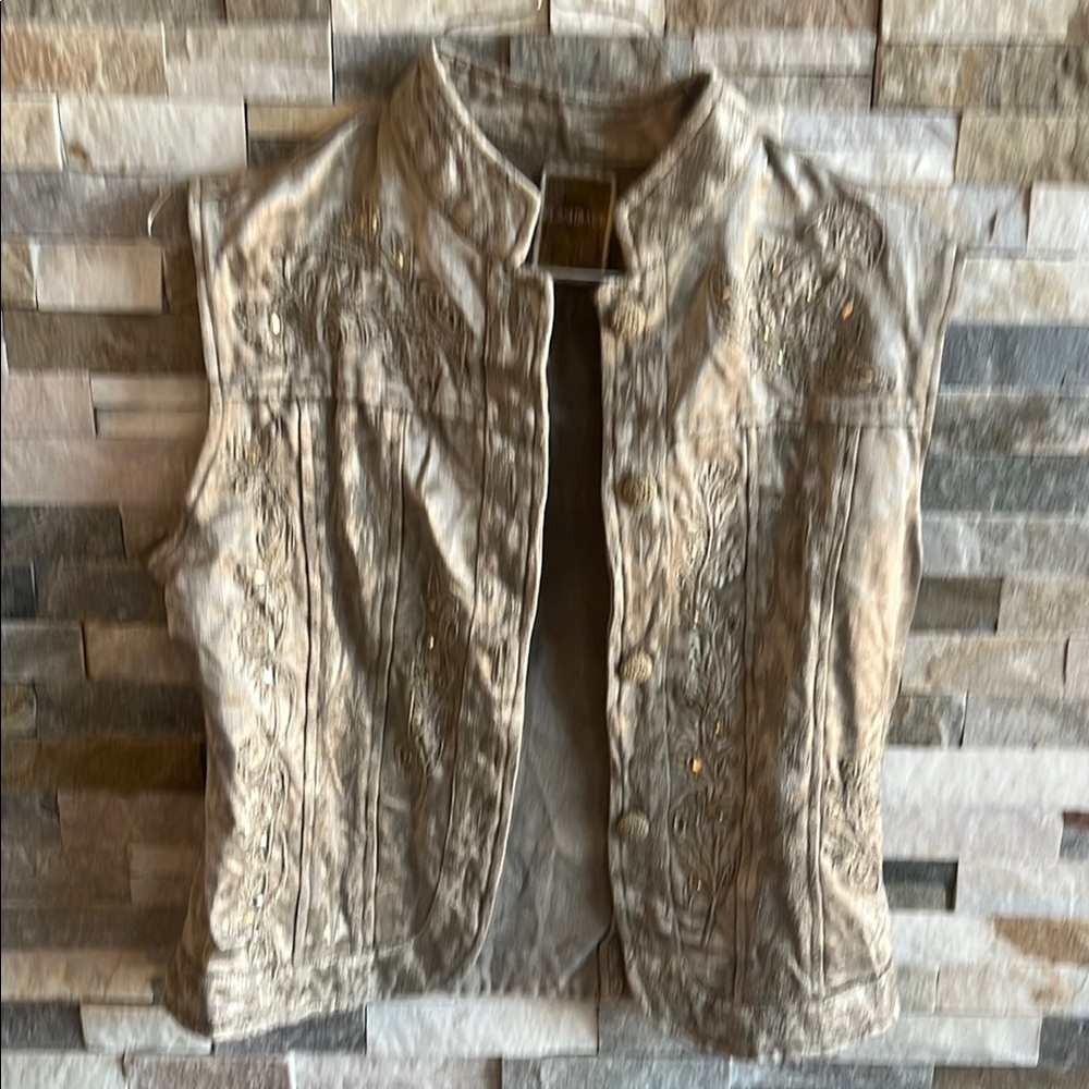 Flashback Embroidered Tan Vest
